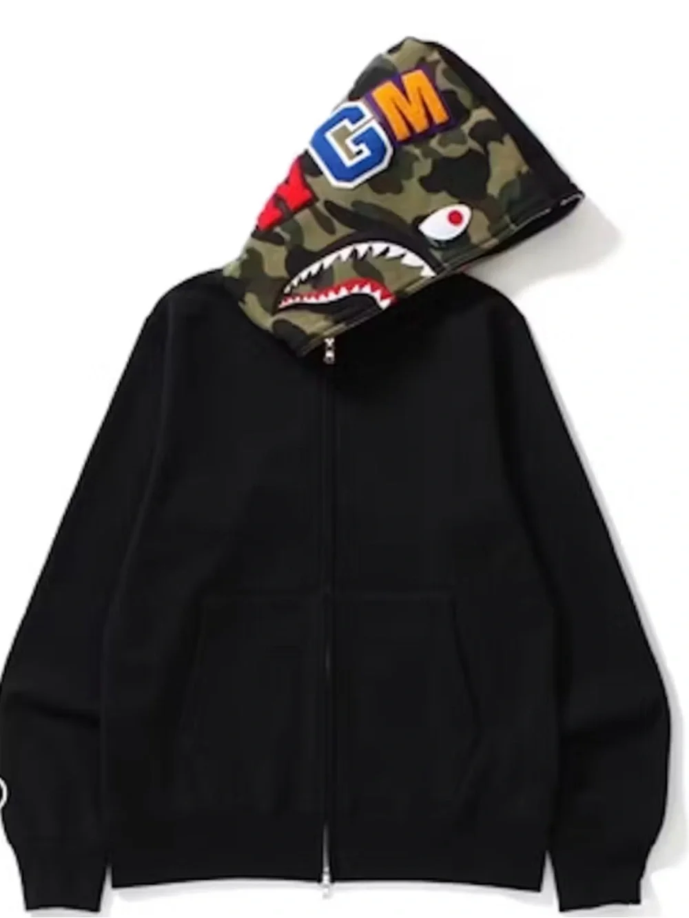Like New LARGE BAPE 1st Camo Half Shark Full-Zip Hoodie
